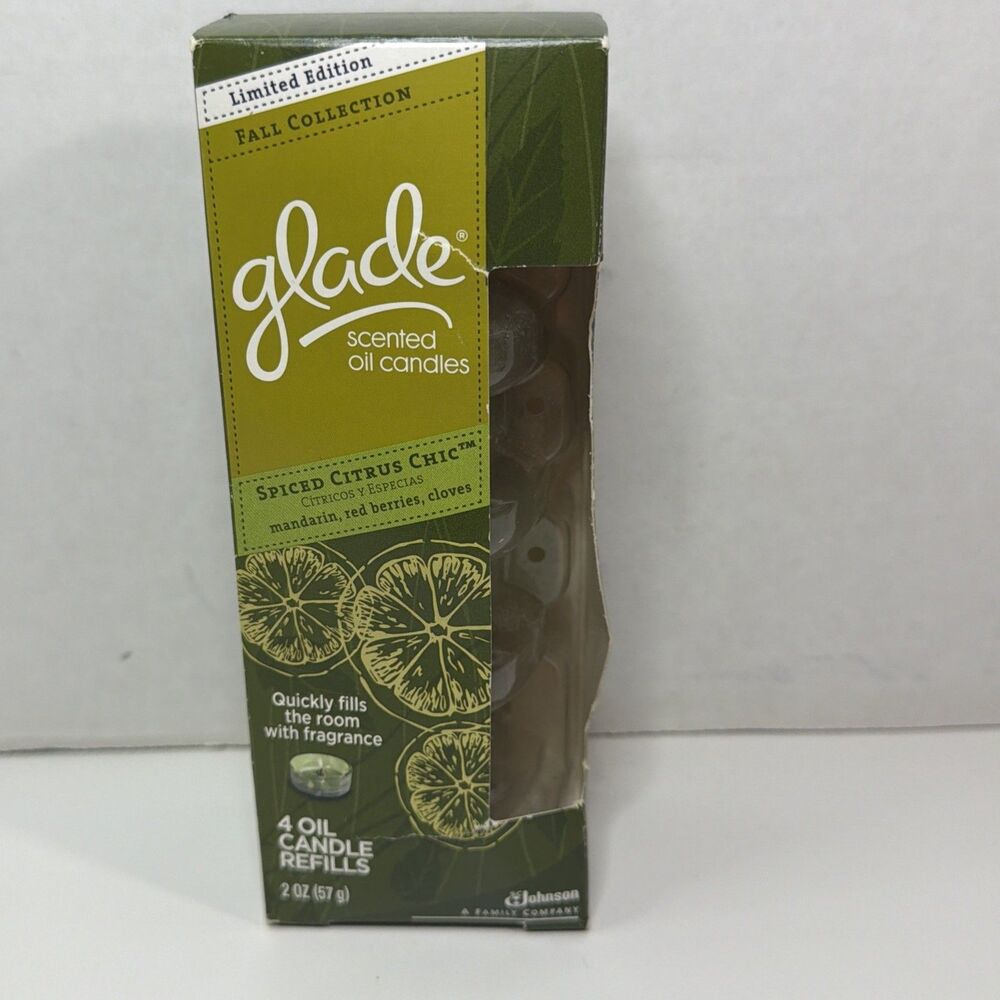 Glade Scented Oil Candles 4 Oil Candle Refills Spiced Citrus Chic Discontinued
